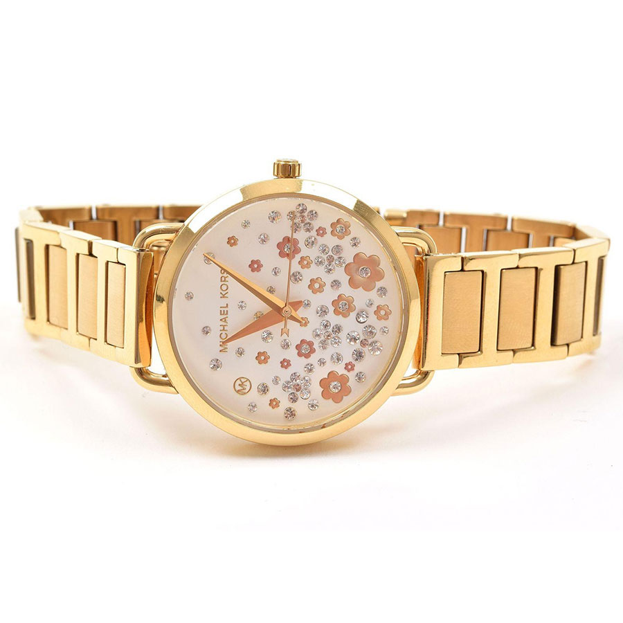Đồng Hồ Nữ Michael Kors Mini Portia Gold-Tone Watch MK3840, 32mm Màu Vàng Trắng
