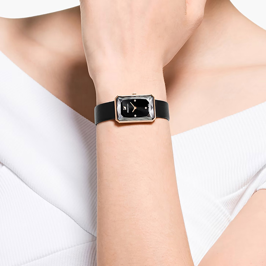Đồng Hồ Nữ Swarovski Uptown Watch Leather Strap 5547710 Màu Đen