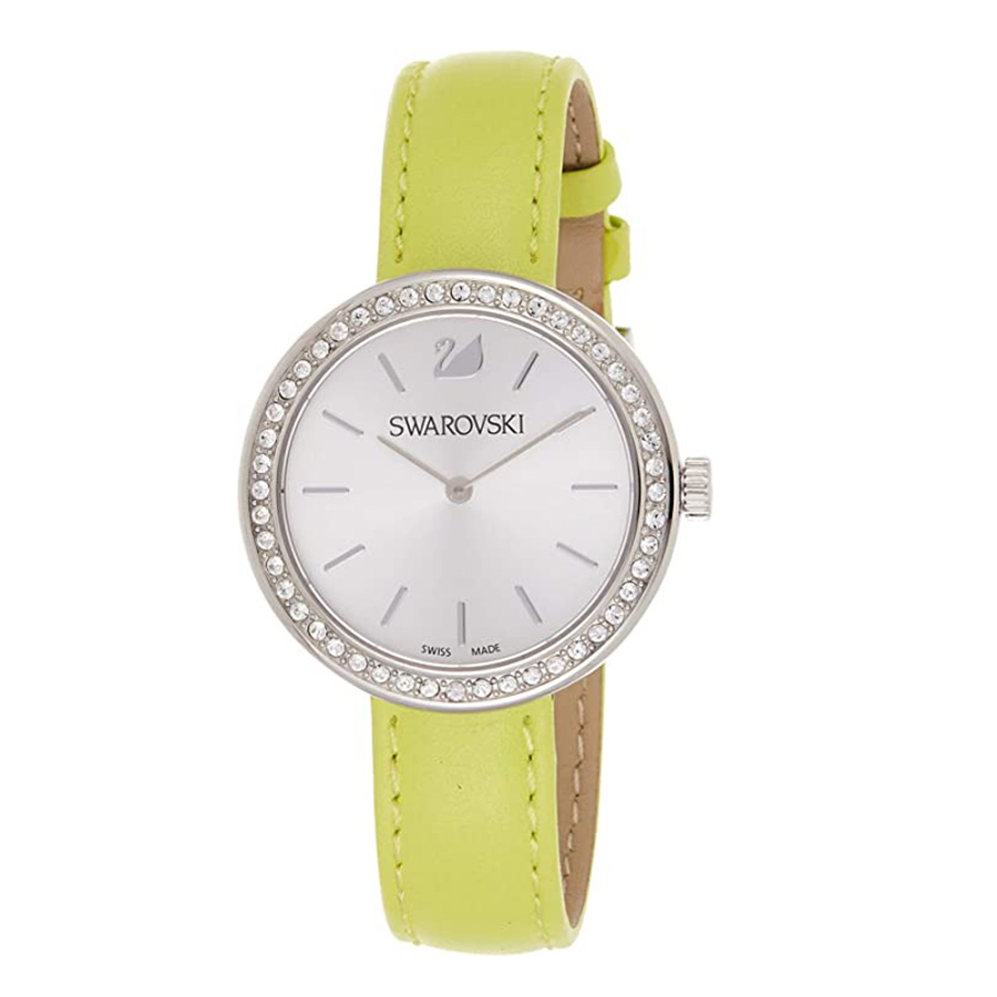Đồng Hồ Nữ Swarovski Women's White Dial Leather Band Watch 5095643 Màu Vàng