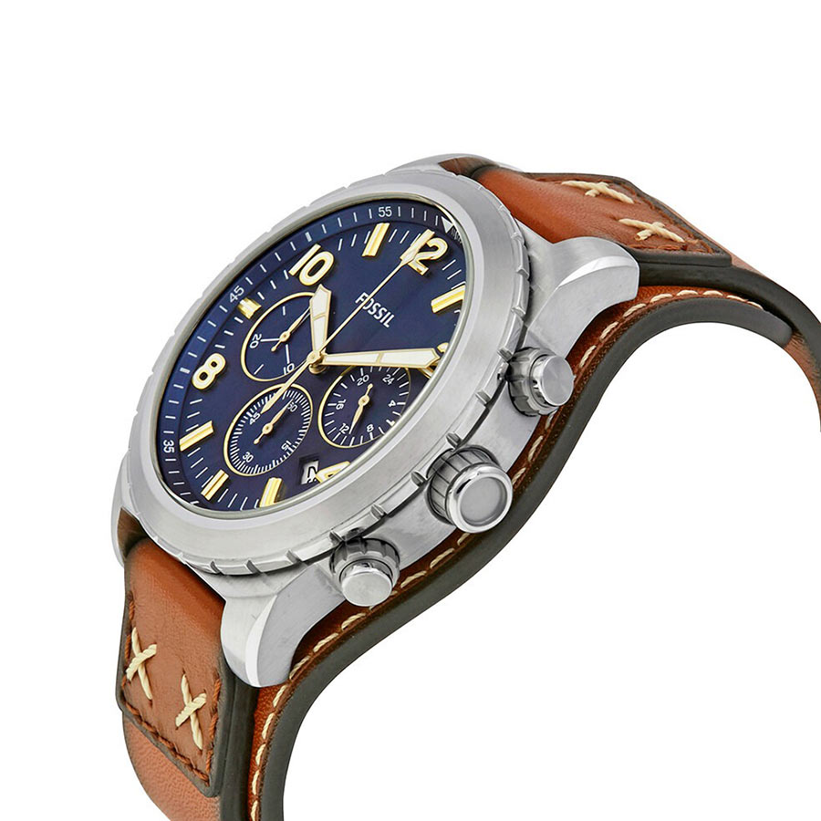 Đồng Hồ Nam Fossil Oakman Blue Dial Chronograph CH3081 Màu Nâu