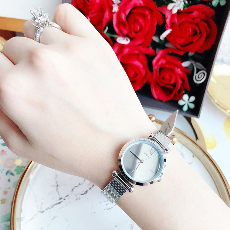 Đồng Hồ Nữ Fossil Tillie Mini Silver Mesh Stainless Steel BQ3535 26mm Màu Bạc