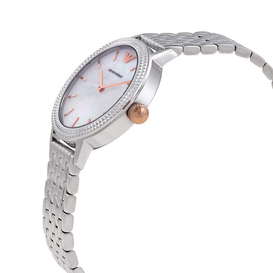 Đồng Hồ Nữ Emporio Armani Classic Quartz Mother Of Pearl Dial Ladies Watch AR80020 Màu Bạc