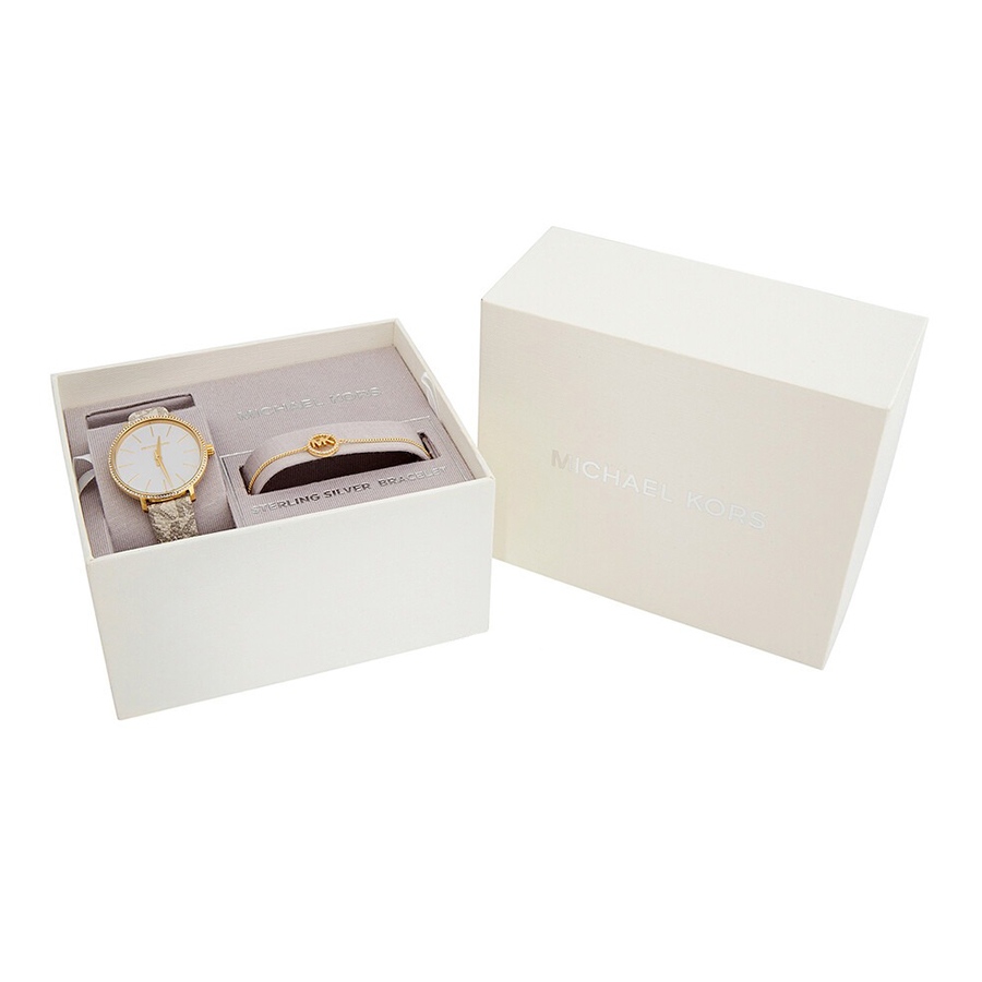 Set Đồng Hồ Nữ Michael Kors MK Pyper Quartz White Dial Ladies Watch MK1037 Màu Trắng