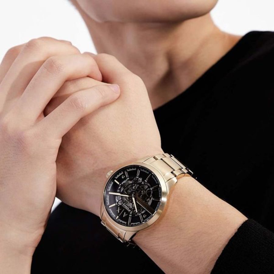 Đồng Hồ Nam Armani Exchange Hampton Automatic Black Skeleton Dial Men's Watch AX2419 Màu Đen