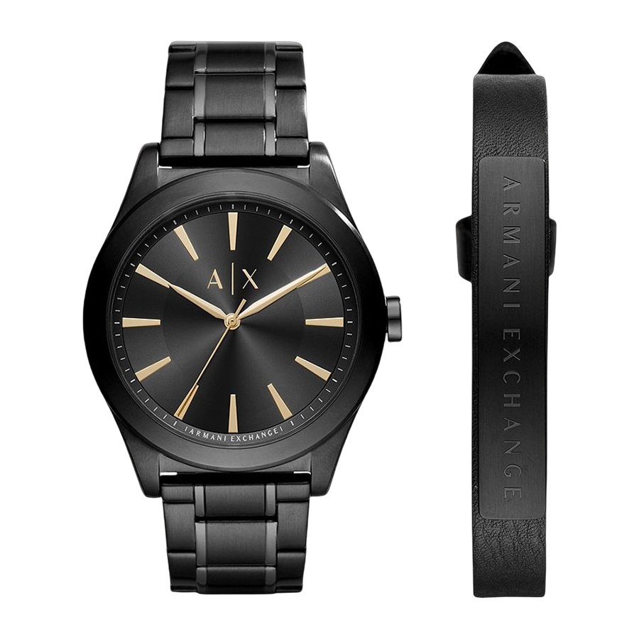 Set Đồng Hồ Nam Armani Exchange Active Black Dial Men's AX7102 Kèm Vòng Đeo Tay Màu Đen