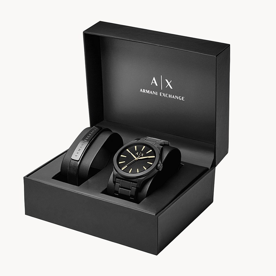 Set Đồng Hồ Nam Armani Exchange Active Black Dial Men's AX7102 Kèm Vòng Đeo Tay Màu Đen