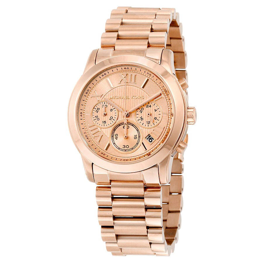 Đồng Hồ Nữ Michael Kors MK Cooper Chronograph Rose Dial Rose Gold-Tone Ladies Watch MK6275 Màu Vàng Hồng