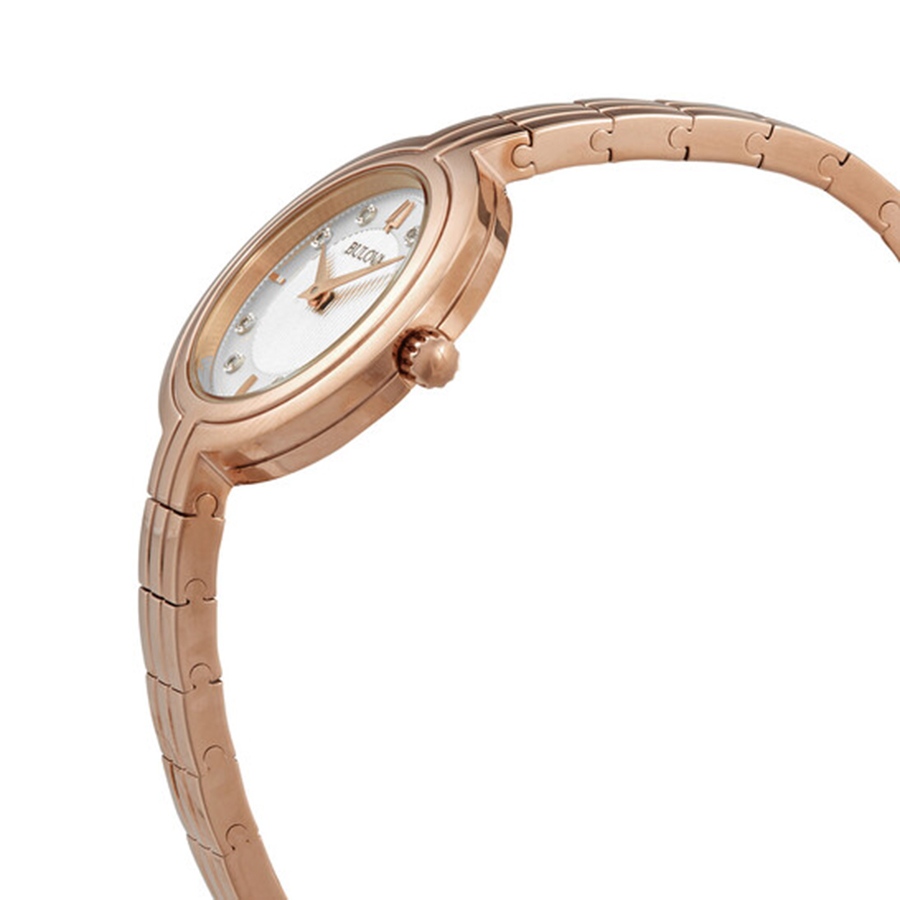 Đồng Hồ Nữ Bulova Rhapsody Quartz Diamond Silver Dial Ladies Watch 97P145 Màu Vàng Hồng
