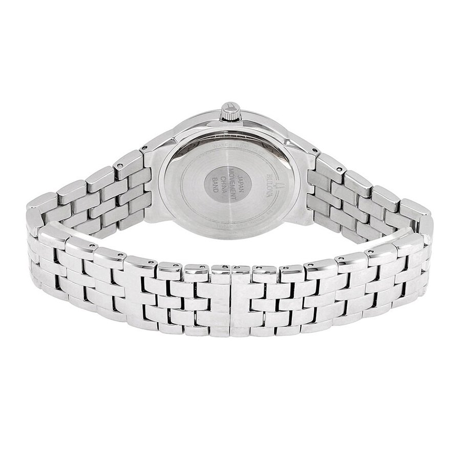 Đồng Hồ Nữ Bulova Crystal Quartz Mother of Pearl Dial Ladies Watch 96X144 Màu Bạc