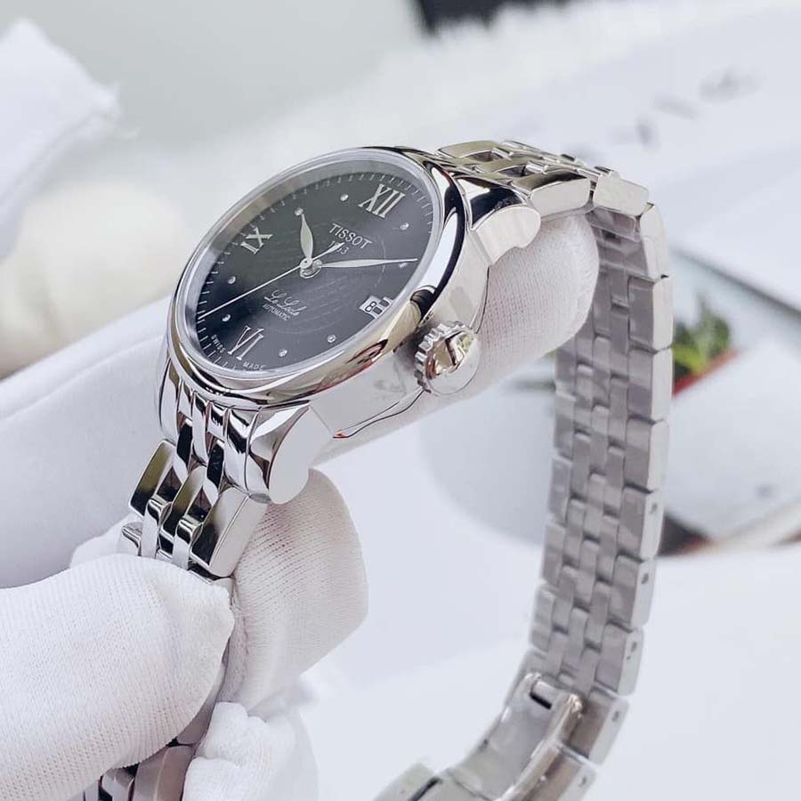 Đồng Hồ Nữ Tissot Le Locle Automatic Lady T41.1.183.56 25.3mm Màu Bạc Đen