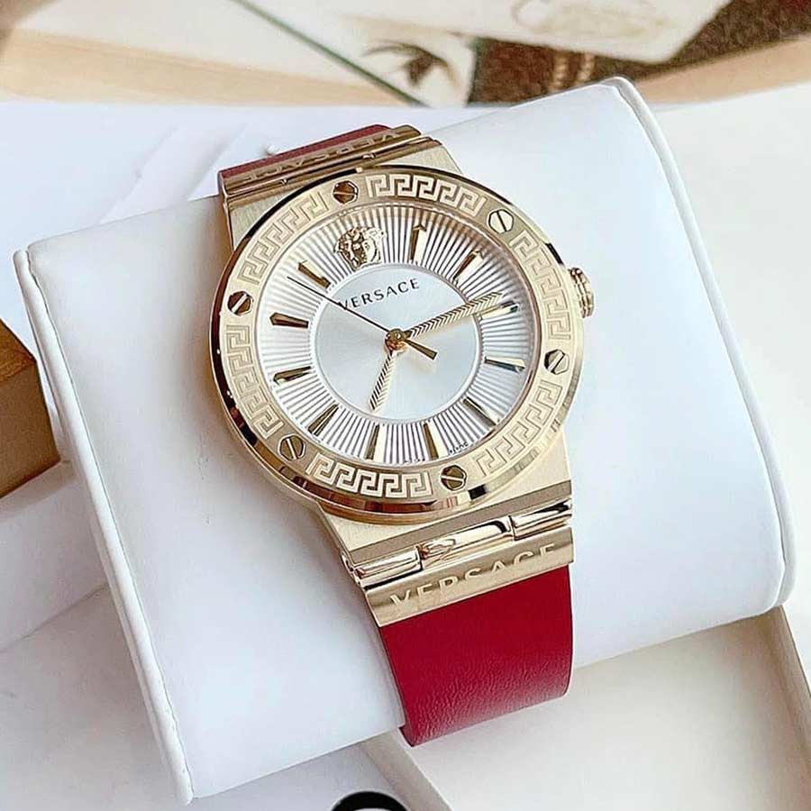 Đồng Hồ Nữ Versace Greca Logo VEVH00420 Leather Màu Vàng - Đỏ