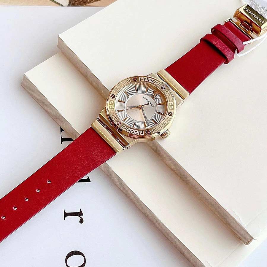 Đồng Hồ Nữ Versace Greca Logo VEVH00420 Leather Màu Vàng - Đỏ