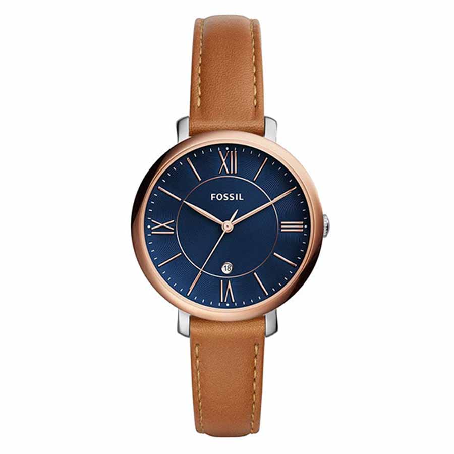 Đồng Hồ Nữ Fossil Women's Jacqueline Quartz Stainless Steel And Leather  Watch ES4274 Màu Xanh Nâu
