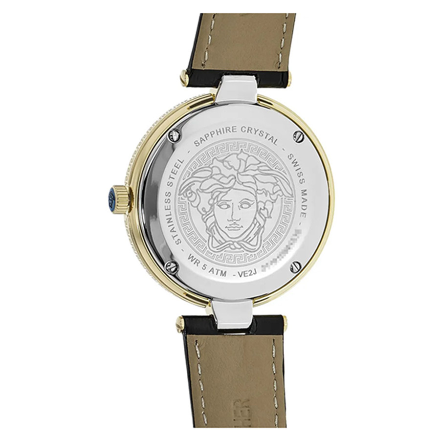 Đồng Hồ Nữ Versace New Lady Gold Plated Black Dial Leather Strap Women's Watch VE2J00421 Màu Vàng Đen