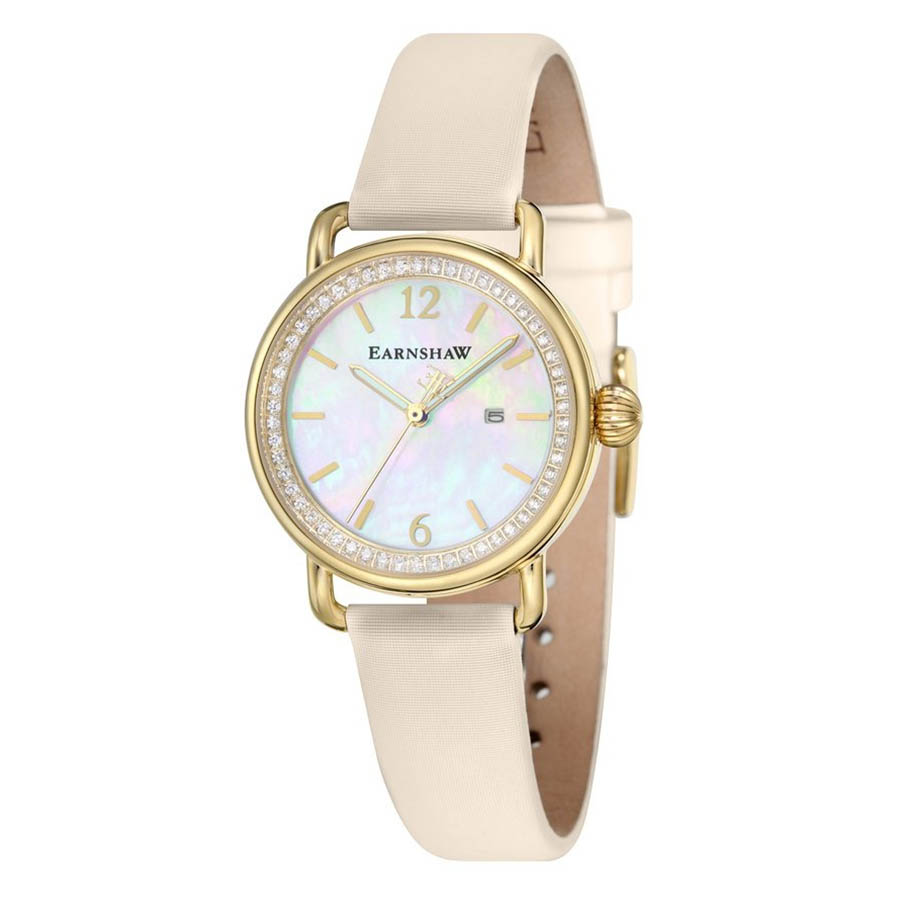 Đồng Hồ Nữ Thomas Earnshaw Quartz ES-8092-03 Màu Vàng Mặt Trắng Xà Cừ