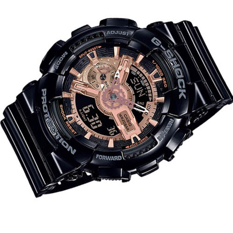 Đồng Hồ Nam Casio G Shock GA-110MMC-1ADF Màu Đen Nền Mặt Mạ Vàng Hồng