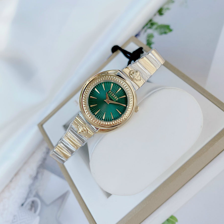 Đồng Hồ Nữ Versace Versus Versace Tortona Bracelet Watch Màu Bạc Mặt Xanh