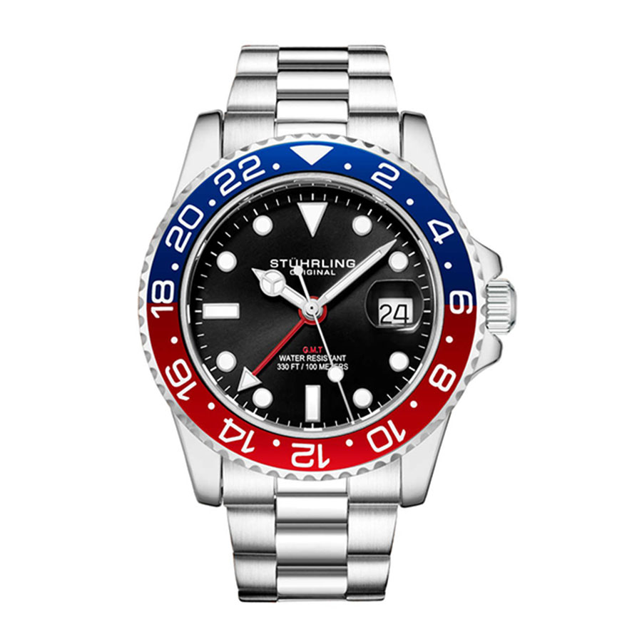 Đồng Hồ Nam Stuhrling Aquadiver Men's Watch M16265 Màu Bạc Mặt Đen