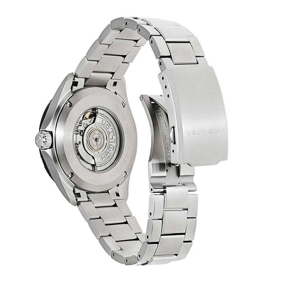 Đồng Hồ Nam Hamilton Broadway Khaki Aviation Worldtimer Men's Watch H76755131 Màu Bạc Mặt Đen