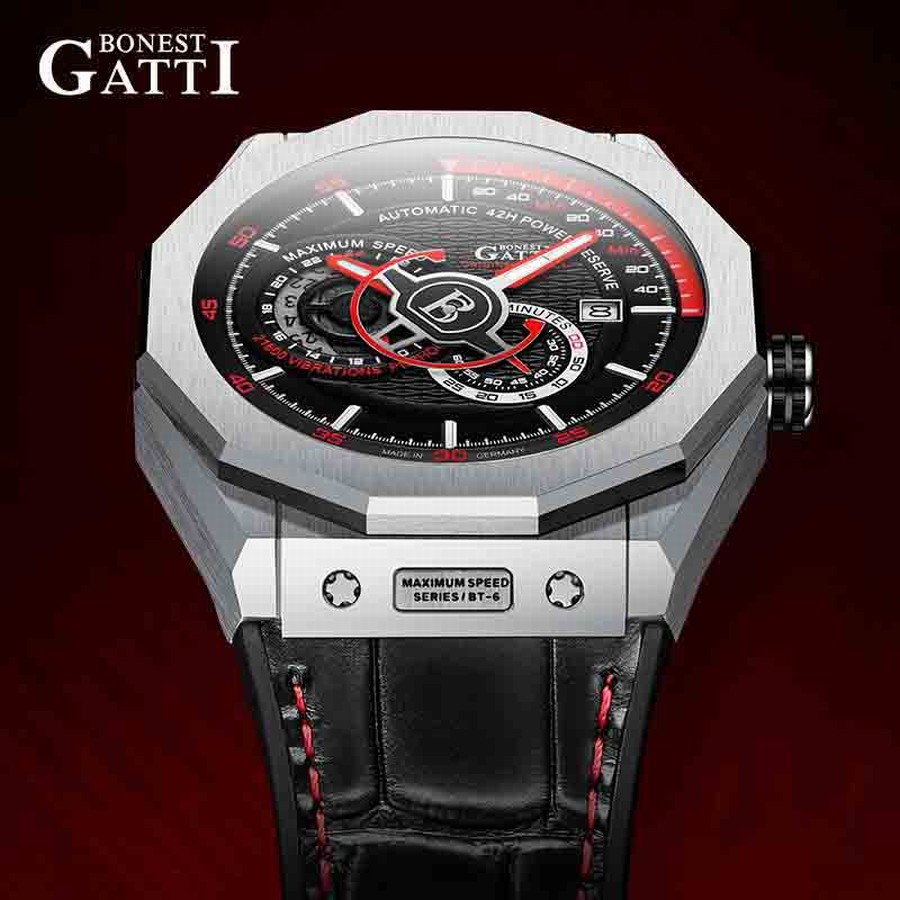 Đồng Hồ Nam Bonest Gatti King Speed B586013L Màu Đen Viền Đỏ