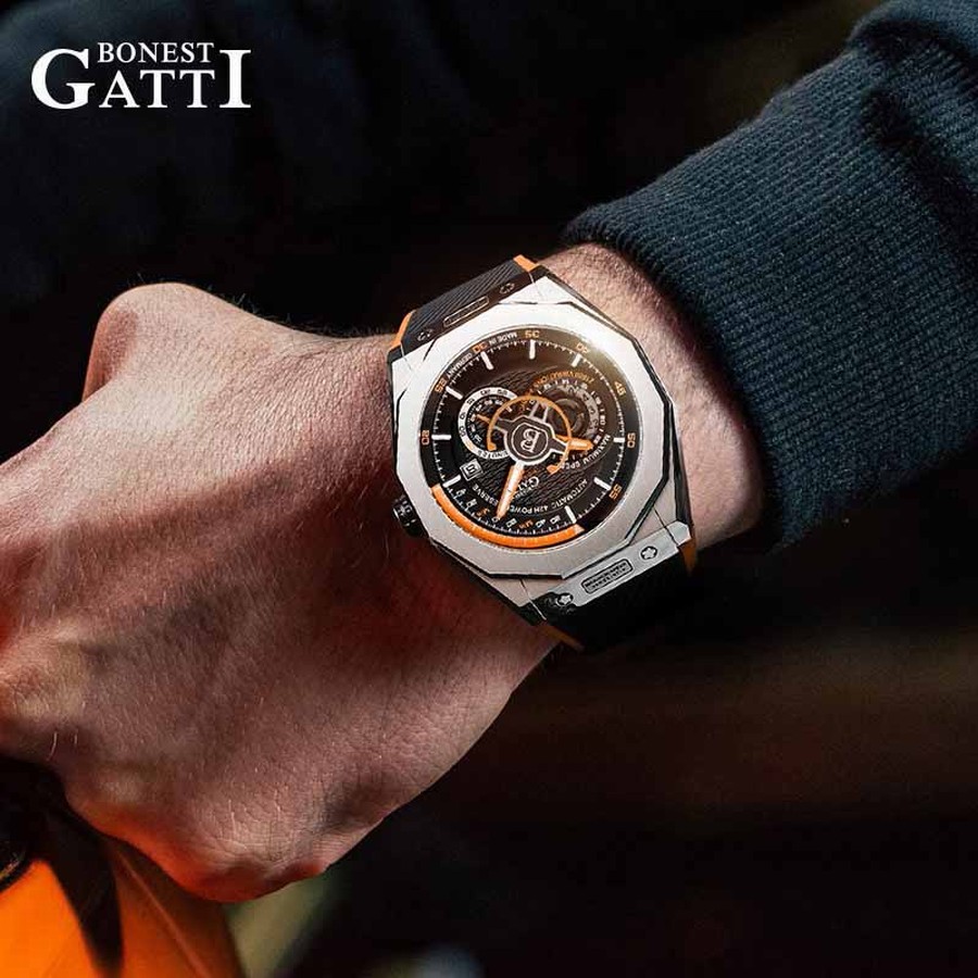 Đồng Hồ Nam Bonest Gatti King Speed B586012R Màu Đen Viền Cam