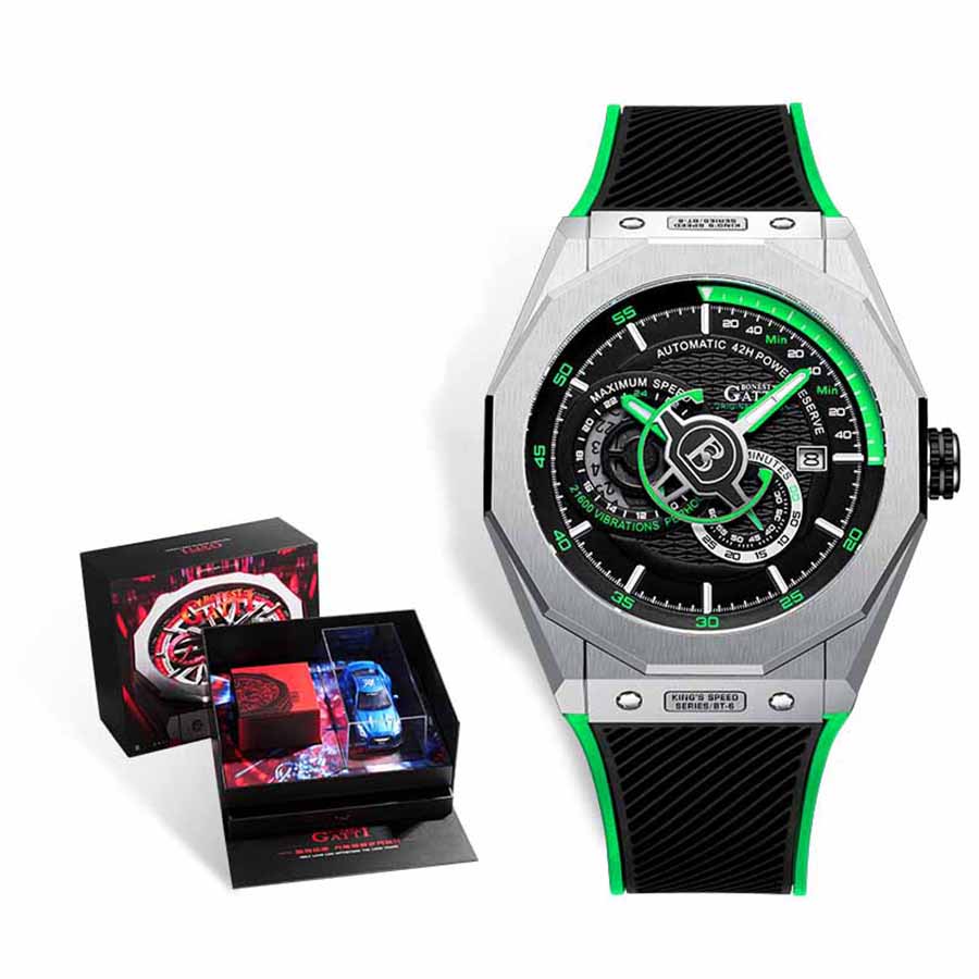 Đồng Hồ Nam Bonest Gatti King Speed B586015R Màu Đen Viền Xanh Green
