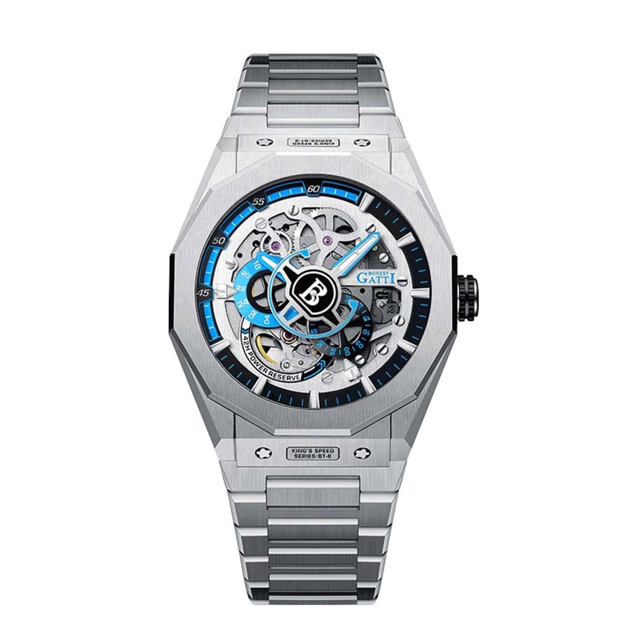 Đồng Hồ Nam Bonest Gatti King Speed B576011S Màu Bạc Viền Xanh