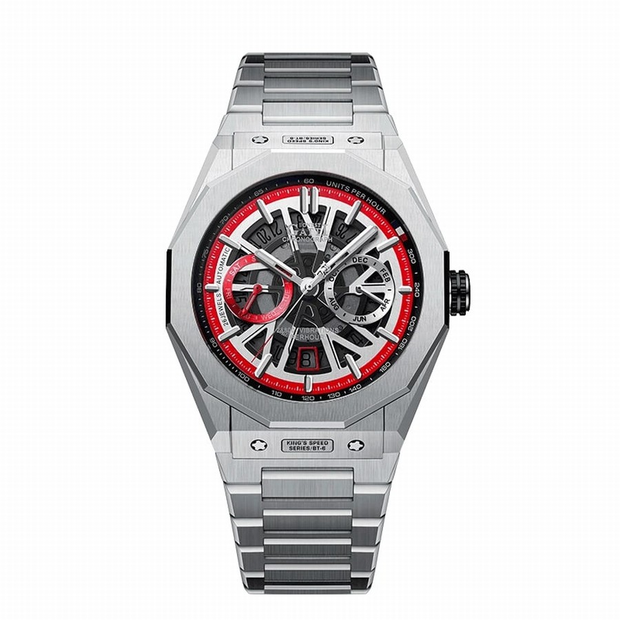 Đồng Hồ Nam Bonest Gatti King Speed B596013S Màu Bạc Viền Đỏ