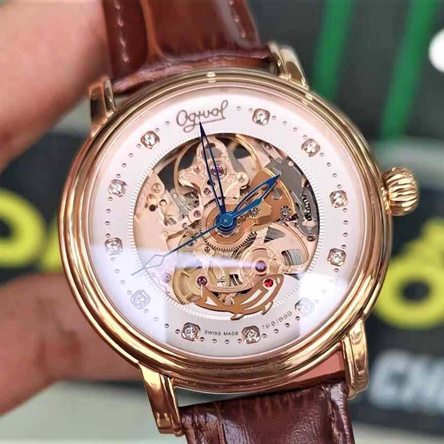 Đồng Hồ Nam Ogival 358.61-2AMR-GL Cá Nhảy Diamond Dây Da
