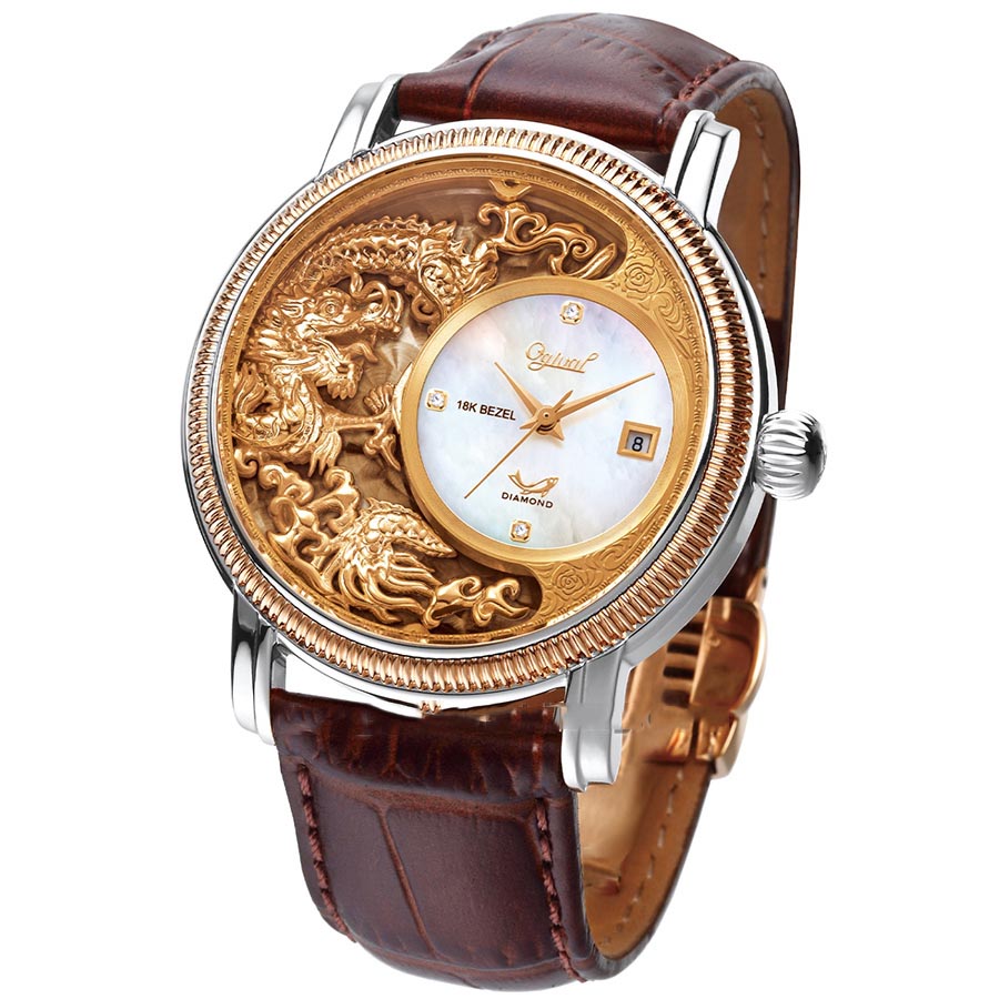 Đồng Hồ Nam Ogival OG358-18.965A42GSR-GL 18K Bezel 42G Rồng 3D