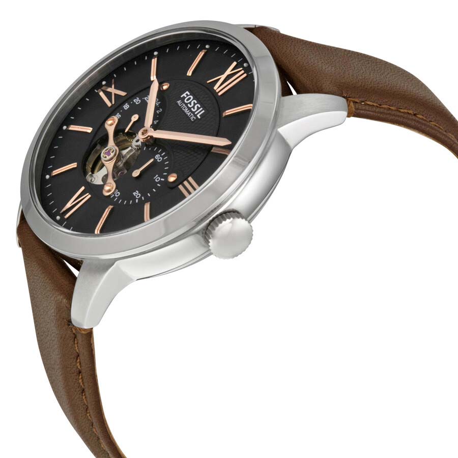 Đồng Hồ Fossil Townsman Mechanical Black Dial Brown Leather Men's Watch ME3061 Màu Đen Nâu
