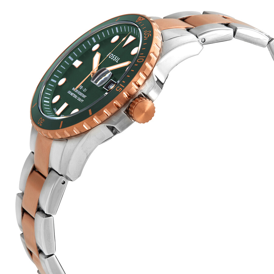 Đồng Hồ Nam Fossil FB-01 Quartz Green Dial Two-Tone Men's Watch FS5743 Màu Xanh Bạc