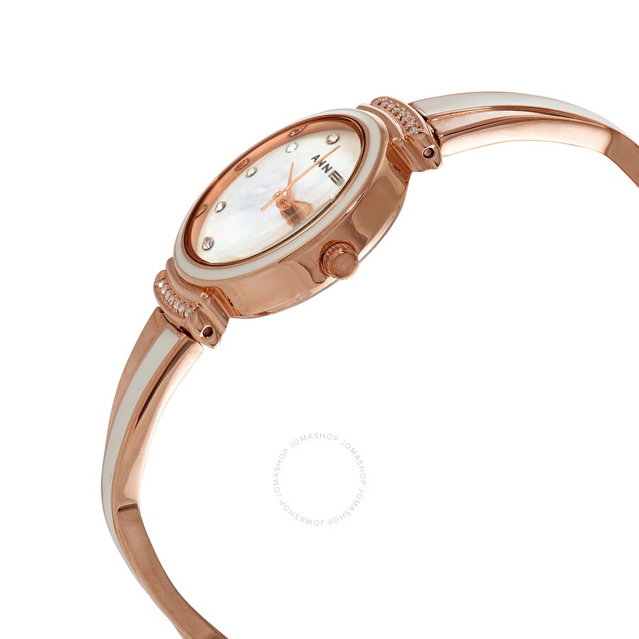 Set Đồng Hồ Và Vòng Đeo Tay Nữ Anne Klein Quartz Crystal White Dial Watch And Bracelet 2216RWST
