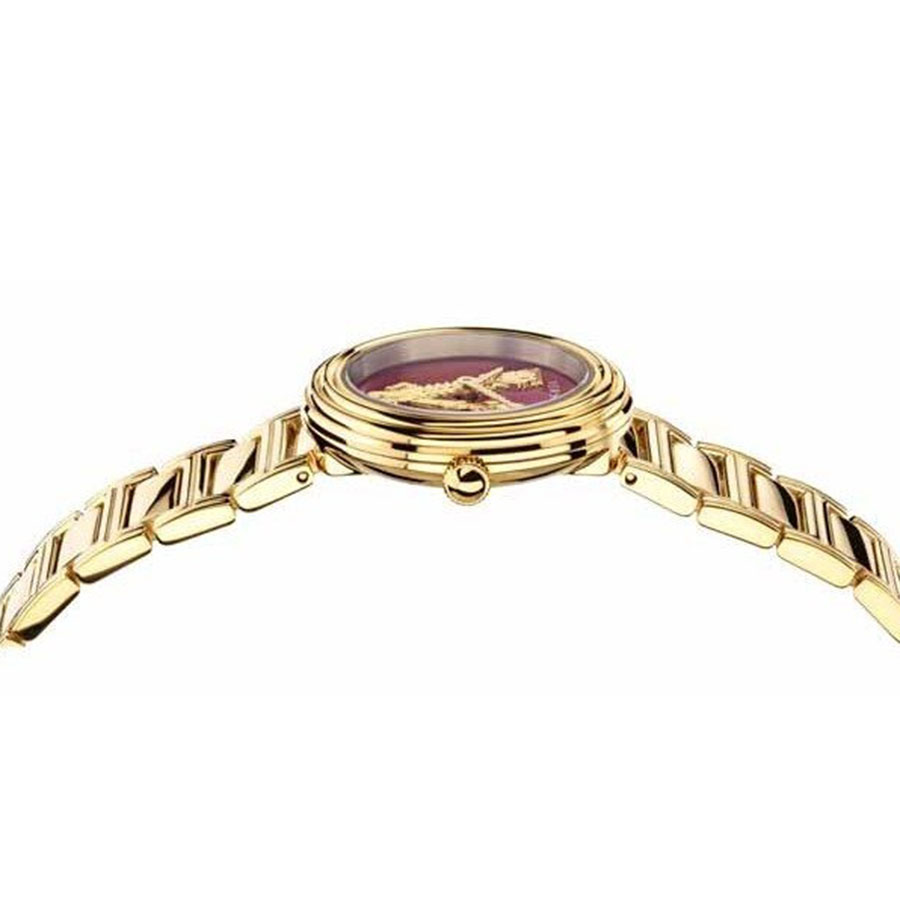 Đồng Hồ Nữ Versace Versus Virtus Mini Duo Watch 28mm Màu Vàng Mặt Đỏ + 2 Dây Da