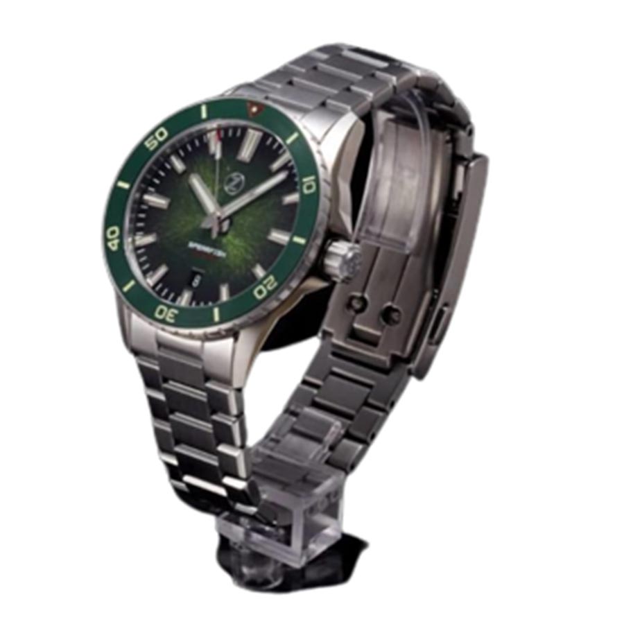 Đồng Hồ Nam Zelos Spearfish 40mm Diver Antique Green Màu Bạc
