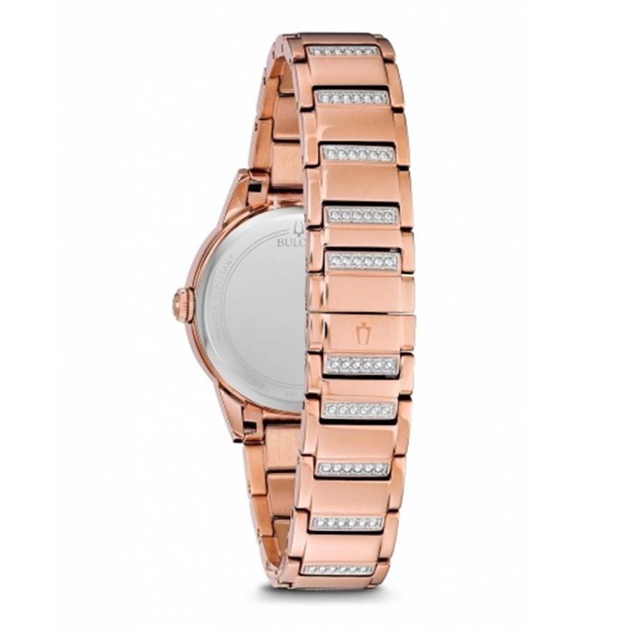 Đồng Hồ Nữ Bulova 98L247 Crystal Swarovski Blue Dial Stainless Steel Màu Vàng Hồng