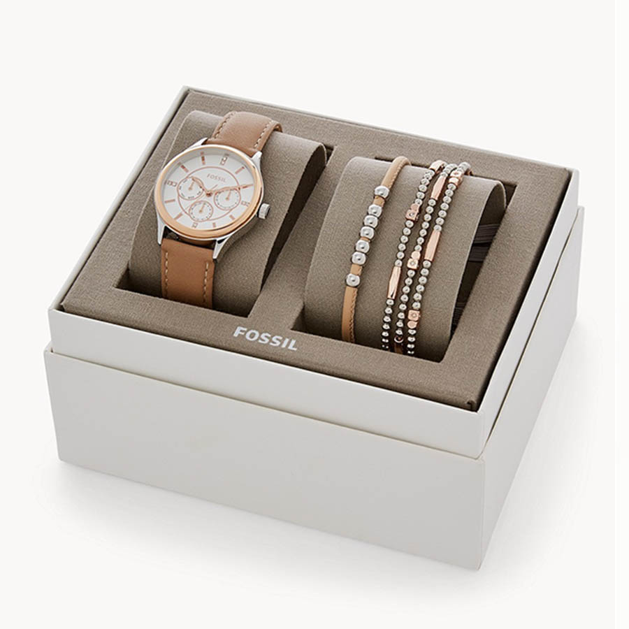 Combo Set Đồng Hồ Và Trang Sức Fossil + Son Tom Ford Lip Color Màu 27 Đỏ Gạch