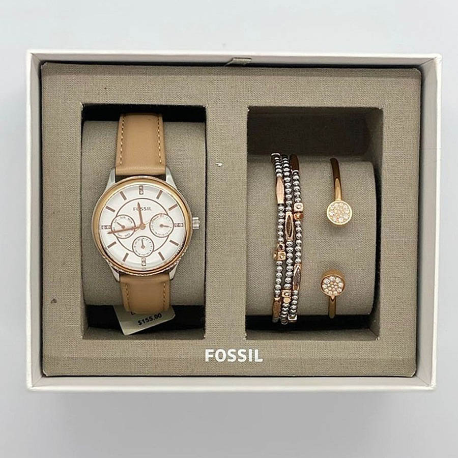 Combo Set Đồng Hồ Và Trang Sức Fossil + Son Tom Ford Lip Color Màu 27 Đỏ Gạch