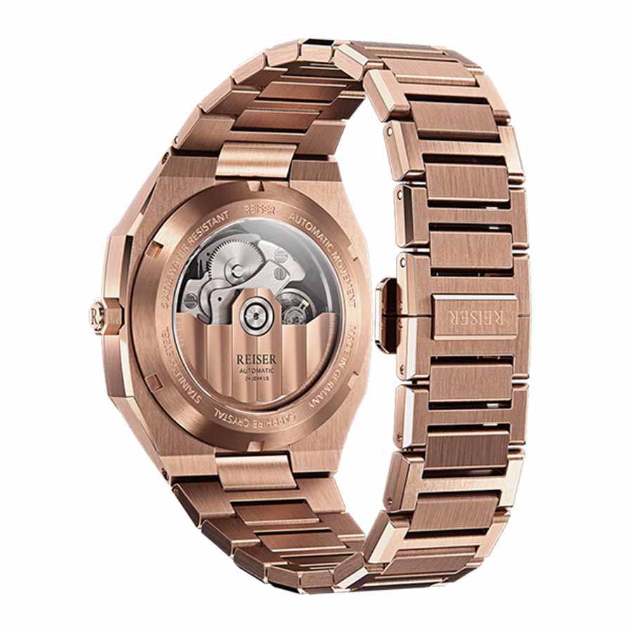 Đồng Hồ Nam Reiser Alpen Date Rose Gold Bracelet Màu Vàng Mặt Đen