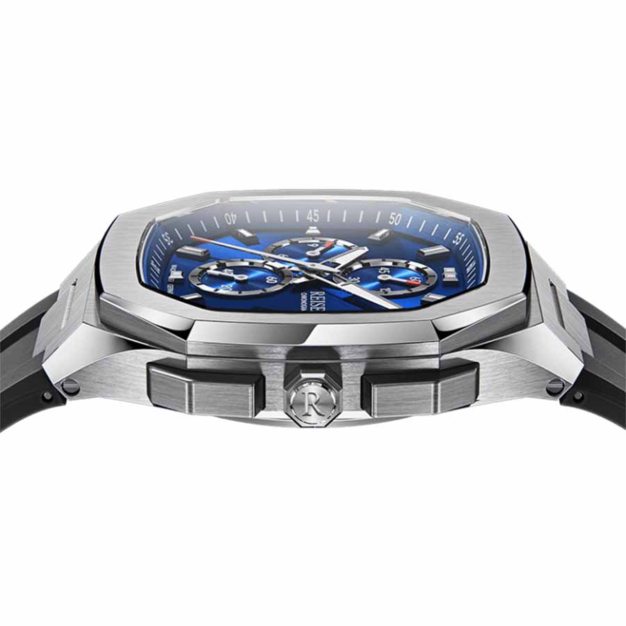 Đồng Hồ Nam Reiser Alpen Chrono Leather Strap Màu Xám Mặt Xanh Navy