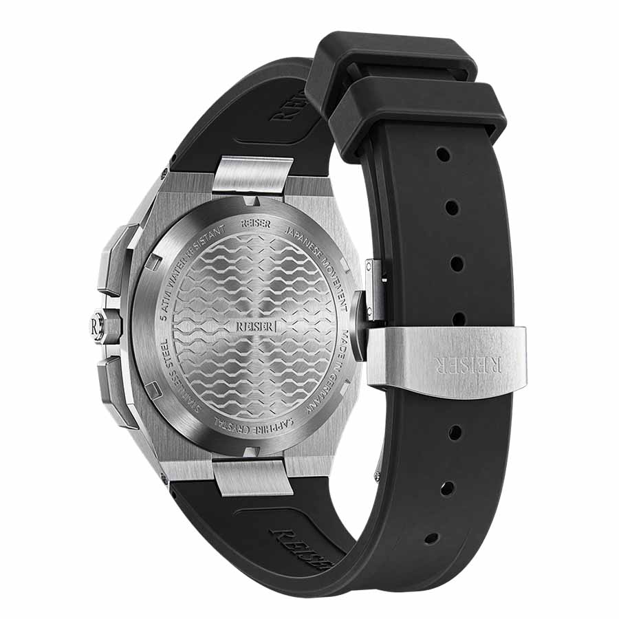 Đồng Hồ Nam Reiser Alpen Chrono Leather Strap Màu Xám Mặt Xanh Navy