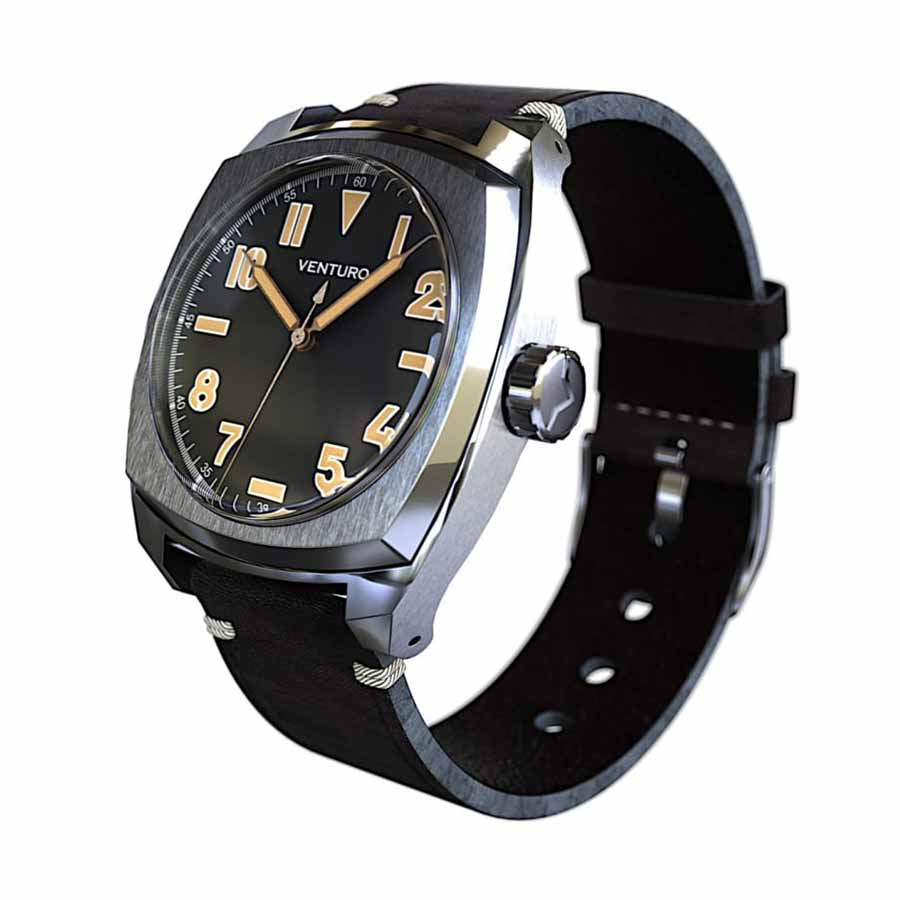 Đồng Hồ Nam Venturo Field Watch II Màu Đen  (+ 1 Canvas Strap)