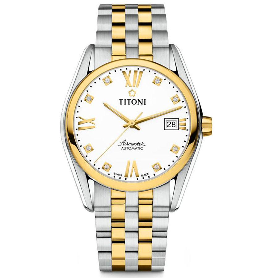 Đồng Hồ Nam Titoni 83909 SY-063 38mm Màu Demi Vàng - Bạc