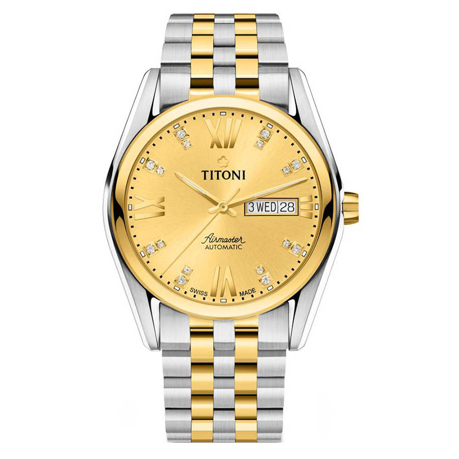 Đồng Hồ Nam Titoni 93709 SY-615 40mm Màu Demi Vàng - Bạc
