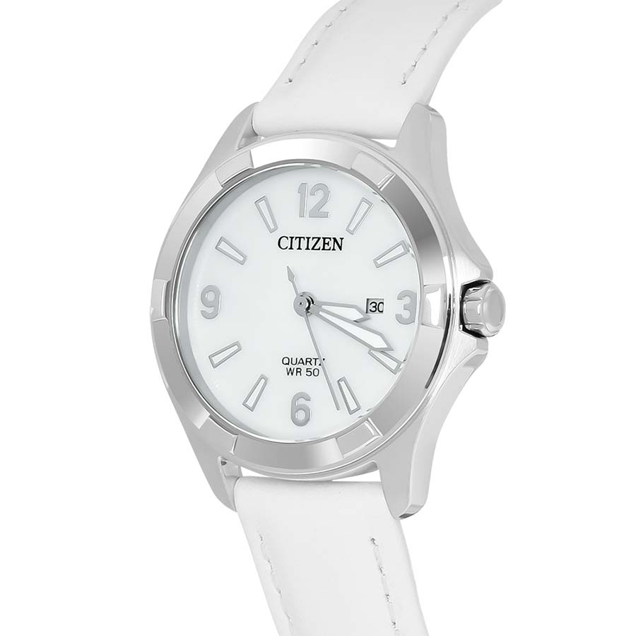 Đồng Hồ Nữ Citizen Quartz EU6080-07D Dây Da Màu Trắng