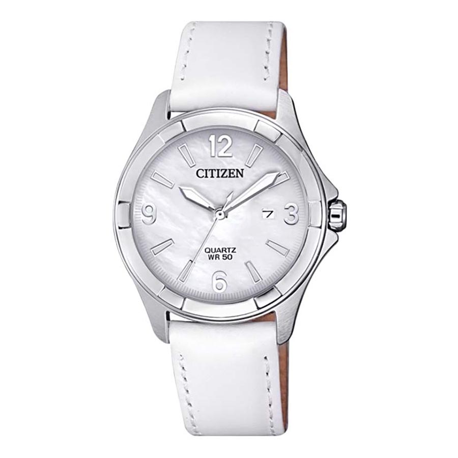 Đồng Hồ Nữ Citizen Quartz EU6080-07D Dây Da Màu Trắng