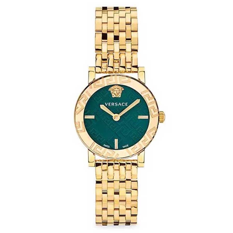 Đồng Hồ Nữ Versace Greca Glass Goldtone Stainless Steel Bracelet Watch Màu Vàng