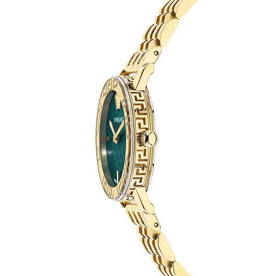 Đồng Hồ Nữ Versace Greca Glass Goldtone Stainless Steel Bracelet Watch Màu Vàng