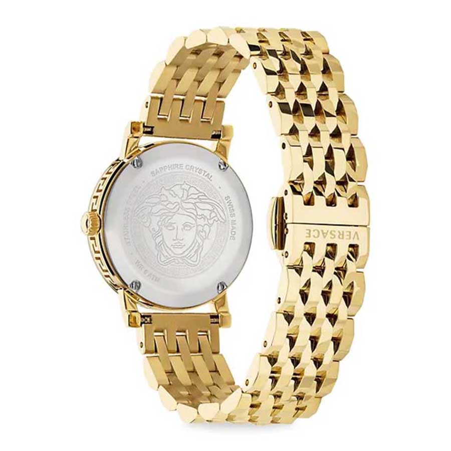 Đồng Hồ Nữ Versace Greca Glass Goldtone Stainless Steel Bracelet Watch Màu Vàng