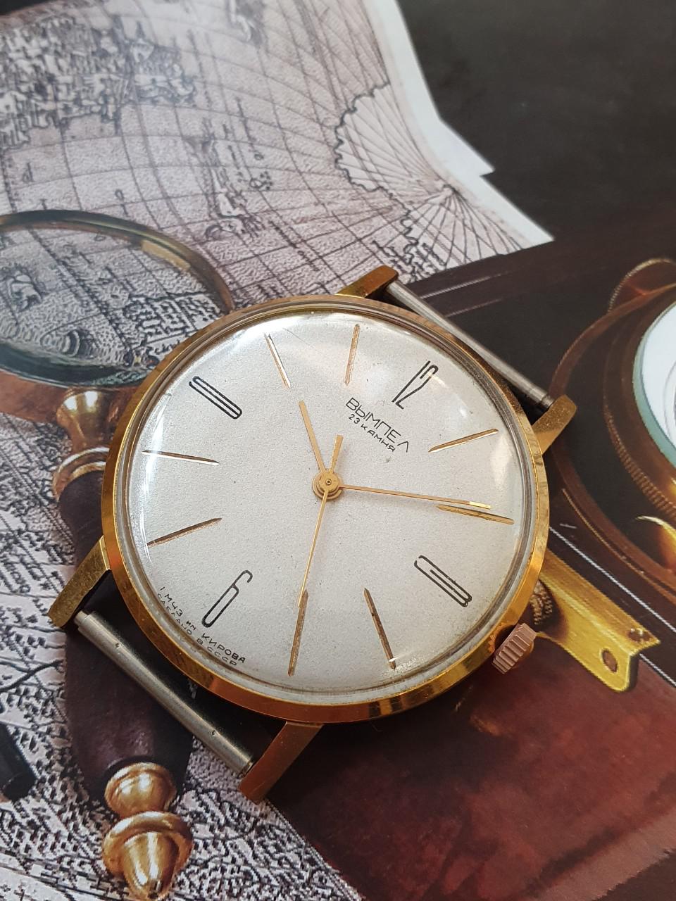 Mua bán đồng hồ cổ Liên Xô - Vimbel 2209 mặt tráng men vỏ bọc vàng Au20